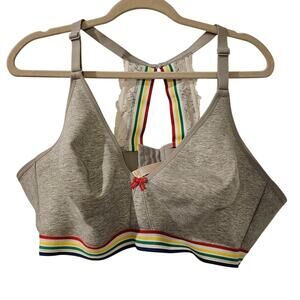 Lane Bryant Cacique Lace Rainbow Pride Bra 50B Racerback Convertible Plus‎ Size